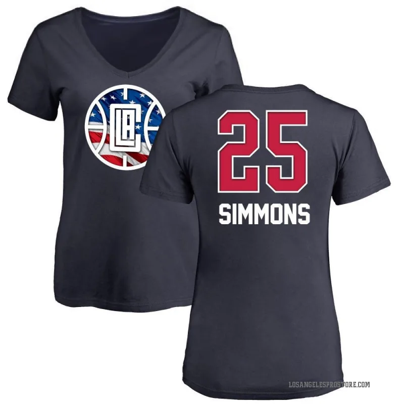 Ben Simmons Women's Navy Los Angeles Clippers Name and Number Banner Wave V-Neck T-Shirt