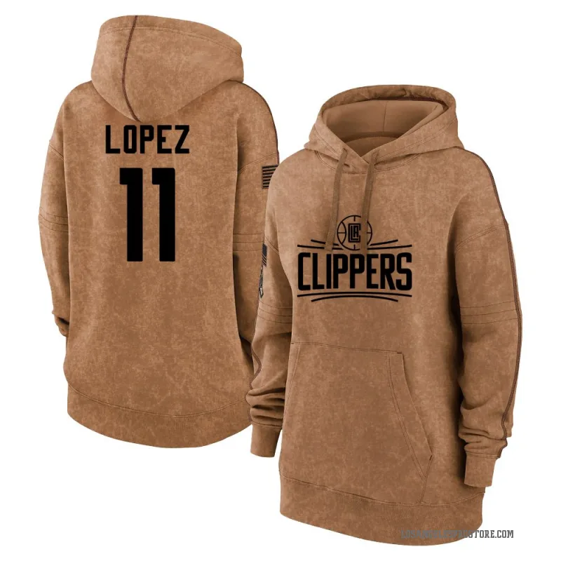 Brook Lopez Women's Brown Los Angeles Clippers 2023 Salute to Service Pullover Hoodie