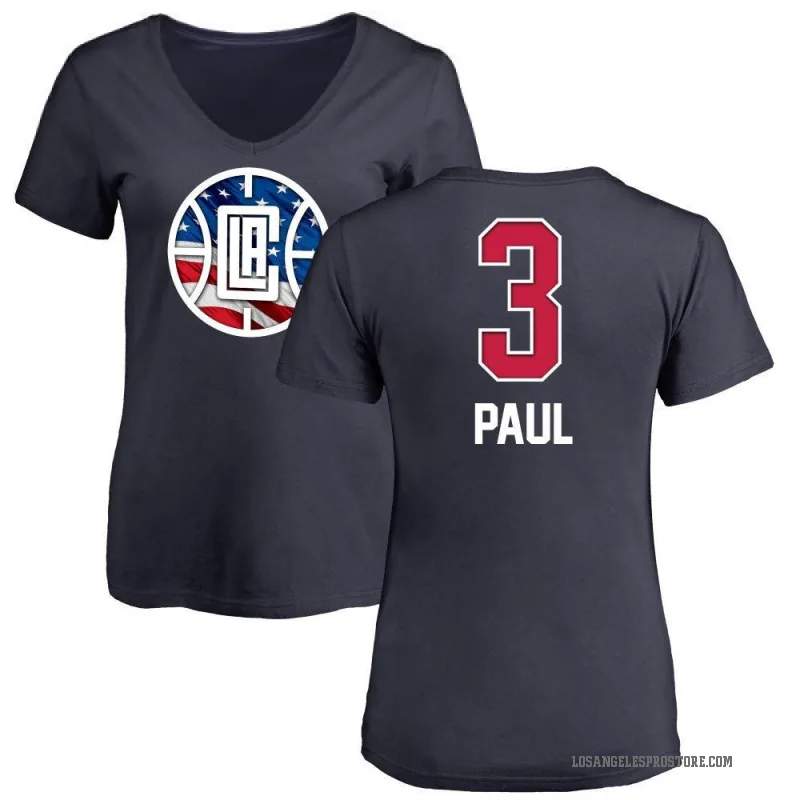 Chris Paul Women's Navy Los Angeles Clippers Name and Number Banner Wave V-Neck T-Shirt