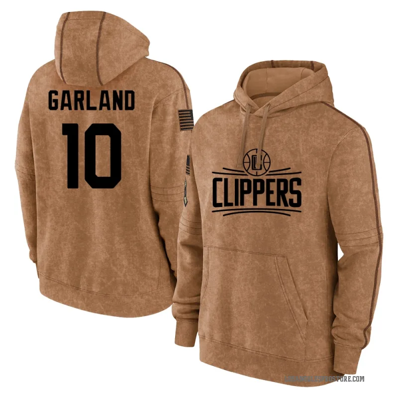 Darius Garland Men's Brown Los Angeles Clippers 2023 Salute to Service Club Pullover Hoodie
