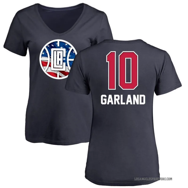Darius Garland Women's Navy Los Angeles Clippers Name and Number Banner Wave V-Neck T-Shirt