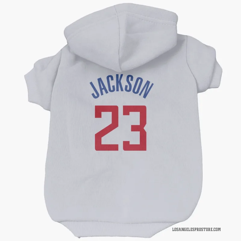 Isaiah Jackson  White Los Angeles Clippers  Cat & Dog Pet Hoodie