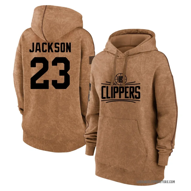 Isaiah Jackson Women's Brown Los Angeles Clippers 2023 Salute to Service Pullover Hoodie