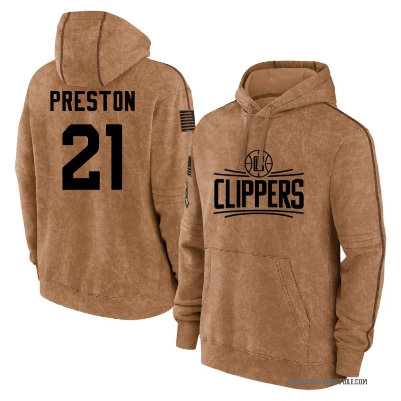 Jason Preston Youth Brown Los Angeles Clippers 2023 Salute to Service Club Pullover Hoodie