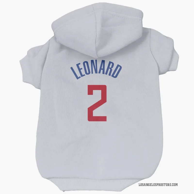 Kawhi Leonard  White Los Angeles Clippers  Cat & Dog Pet Hoodie