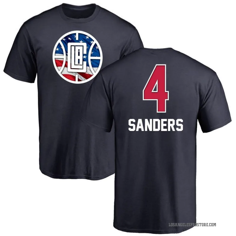 Kobe Sanders Men's Navy Los Angeles Clippers Name and Number Banner Wave T-Shirt