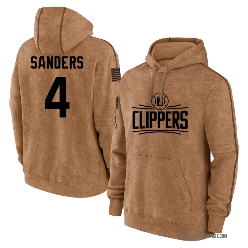 Kobe Sanders Youth Brown Los Angeles Clippers 2023 Salute to Service Club Pullover Hoodie