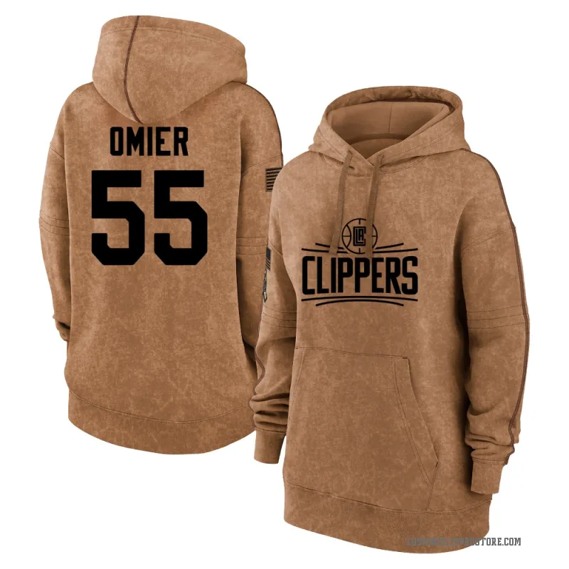 Norchad Omier Women's Brown Los Angeles Clippers 2023 Salute to Service Pullover Hoodie