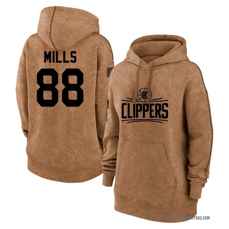 Patty Mills Women's Brown Los Angeles Clippers 2023 Salute to Service Pullover Hoodie