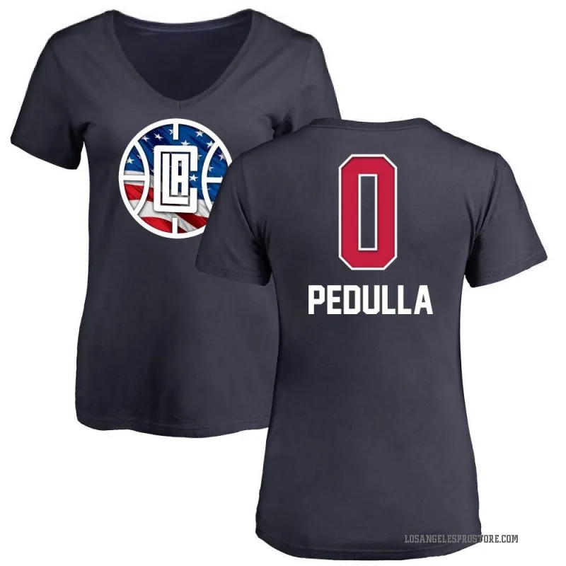 Sean Pedulla Women's Navy Los Angeles Clippers Name and Number Banner Wave V-Neck T-Shirt