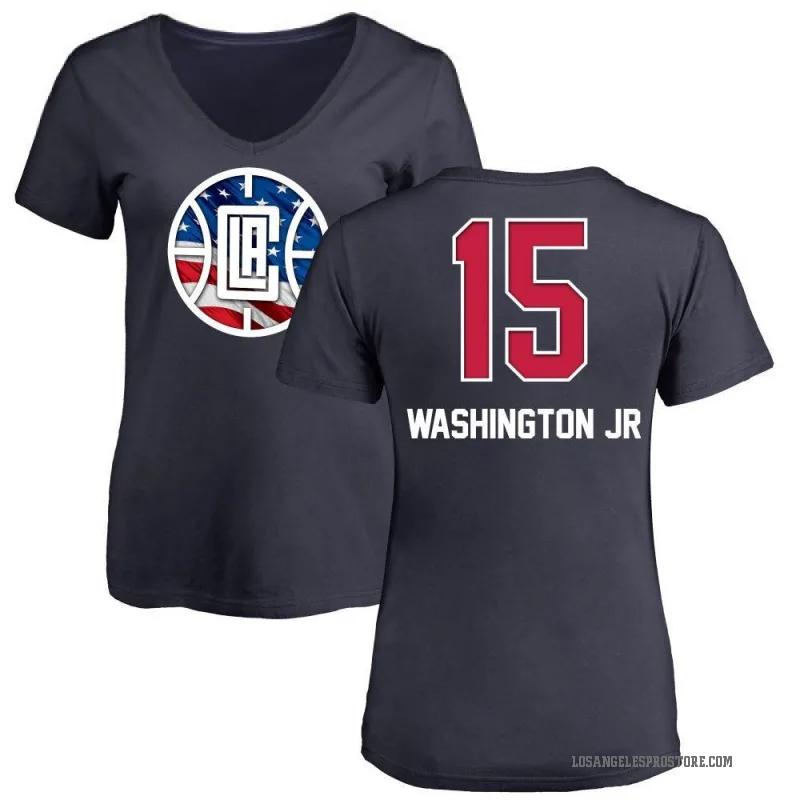 TyTy Washington Jr. Women's Navy Los Angeles Clippers Name and Number Banner Wave V-Neck T-Shirt