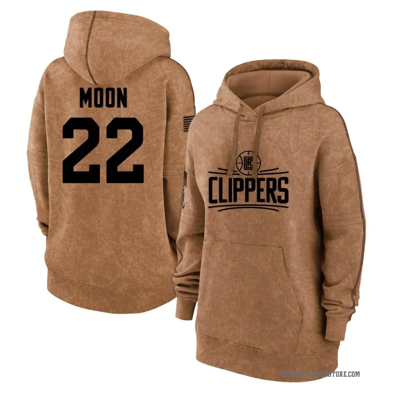 Xavier Moon Women's Brown Los Angeles Clippers 2023 Salute to Service Pullover Hoodie