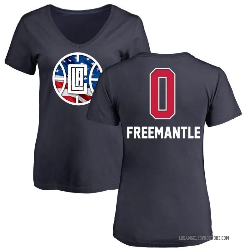 Zach Freemantle Women's Navy Los Angeles Clippers Name and Number Banner Wave V-Neck T-Shirt